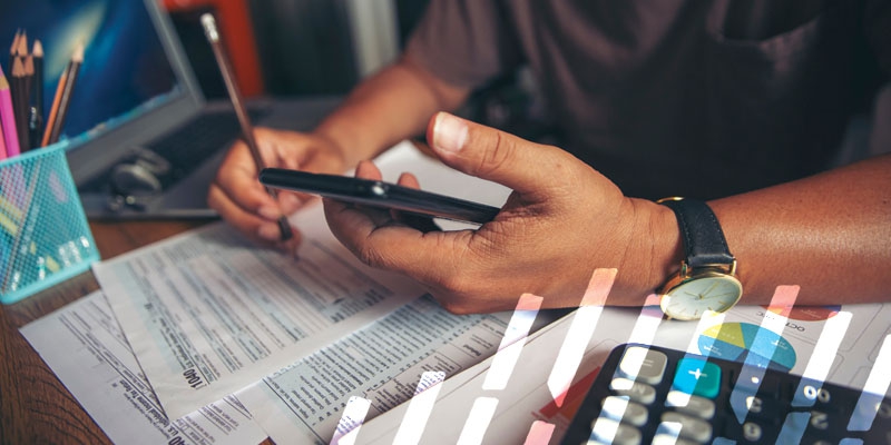 Image of a person filing taxes